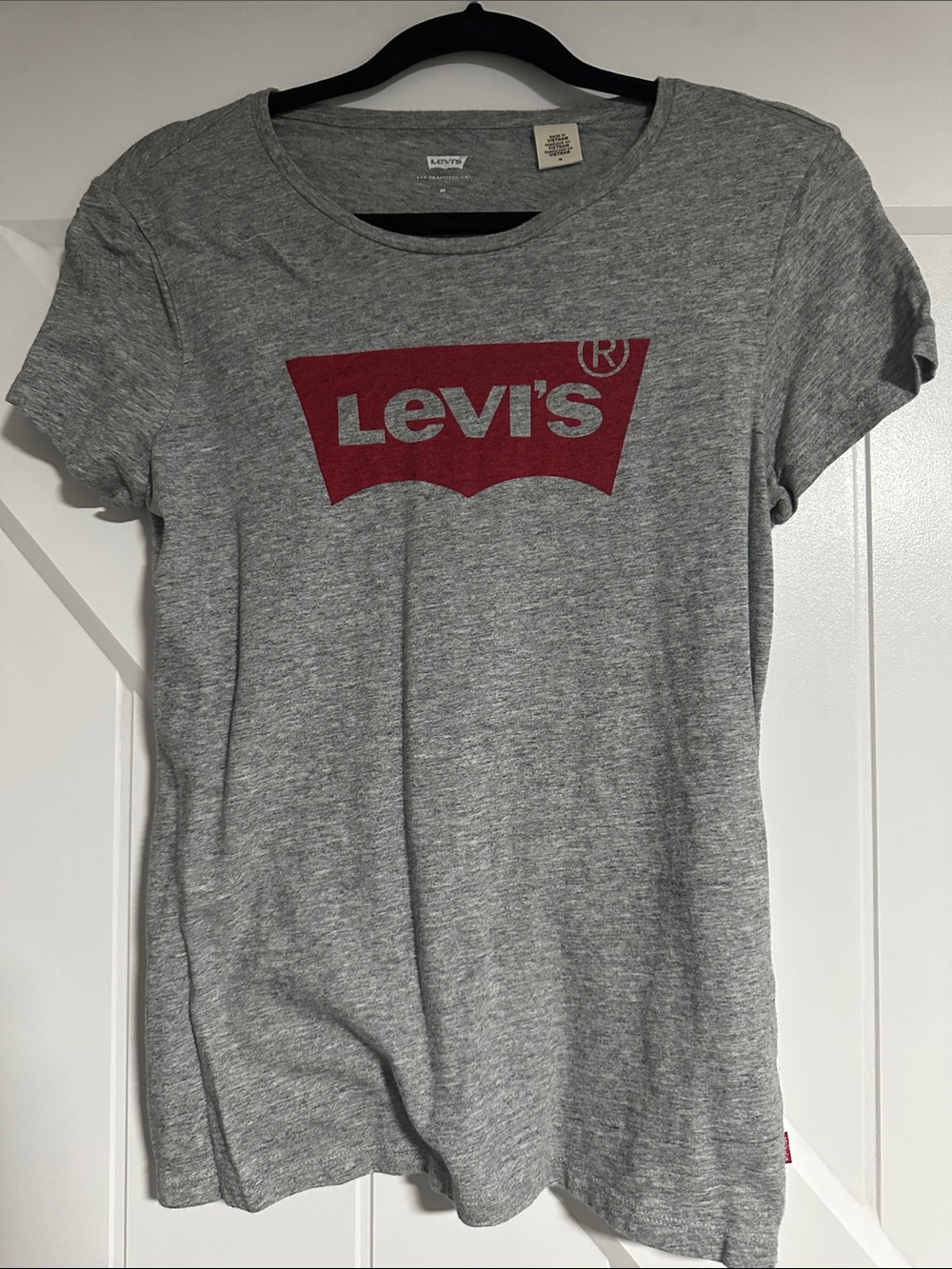 Levi's Grey Tee with Red Batwing Logo